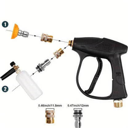 High Pressure Car Wash Gun with 5 Spray Nozzles – Max 3000 PSI, M22-14 & 1/4" Quick Connect, Garden Hose Pressure Washer Wand for Car