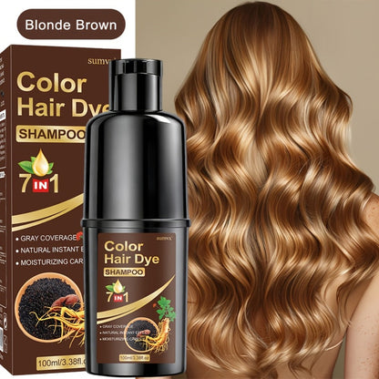 Hair Dye Shampoo, SUMVX 3.38oz Pump Bottle with Six Black, Brown, Coffee and Honey-Brown Shade Options