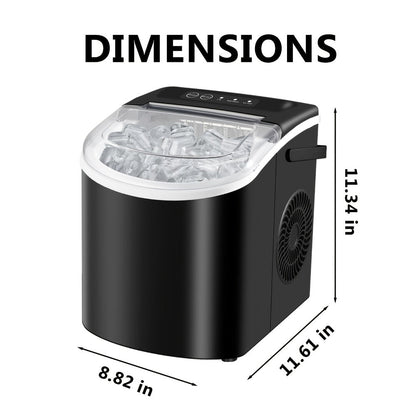 Ice Maker with Basket & Scoop, /Day Countertop Bullet Ice Machine, 9 Cubes in 6 Mins, Self-Cleaning