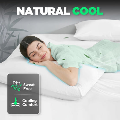 Bamboo Cooling Bed Sheet Set 3 Piece 100% Bamboo Fiber Fitted Sheet with Pillowcases – Deep Pocket Breathable Cool Sheets for Hot Sleepers
