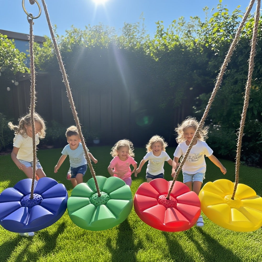 Flower Shaped Outdoor Swing Set 2 Pack Kids Backyard Hanging Swing Seat with the Listed Color, Size or Set Options for Everyday Use