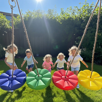 Flower Shaped Outdoor Swing Set 2 Pack Kids Backyard Hanging Swing Seat with the Listed Color, Size or Set Options for Everyday Use