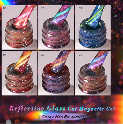 Gel Nail Polish BORN PRETTY 6-Piece 10ml Magnetic Cat-Eye Set with Double-Light Reflection