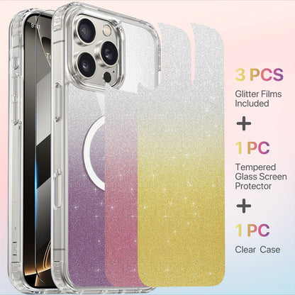 Phone Case Clear TPU and PC Three-Piece Bundle with Screen and Camera Lens Protectors for Select iPhone Models