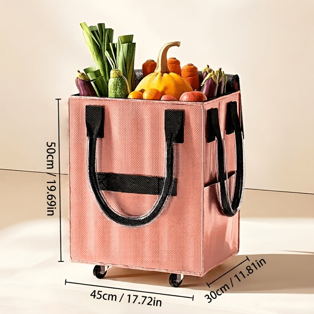 Rolling Grocery Bag with Wheels 60L Extra Large | 16 Gallon Heavy Duty Foldable Shopping Cart Waterproof | Multi-Function Travel Tote