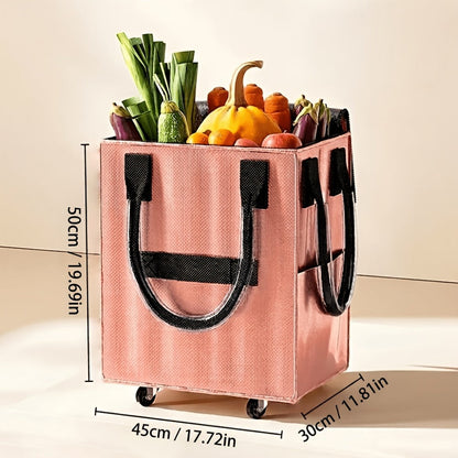 Rolling Grocery Bag with Wheels 60L Extra Large | 16 Gallon Heavy Duty Foldable Shopping Cart Waterproof | Multi-Function Travel Tote