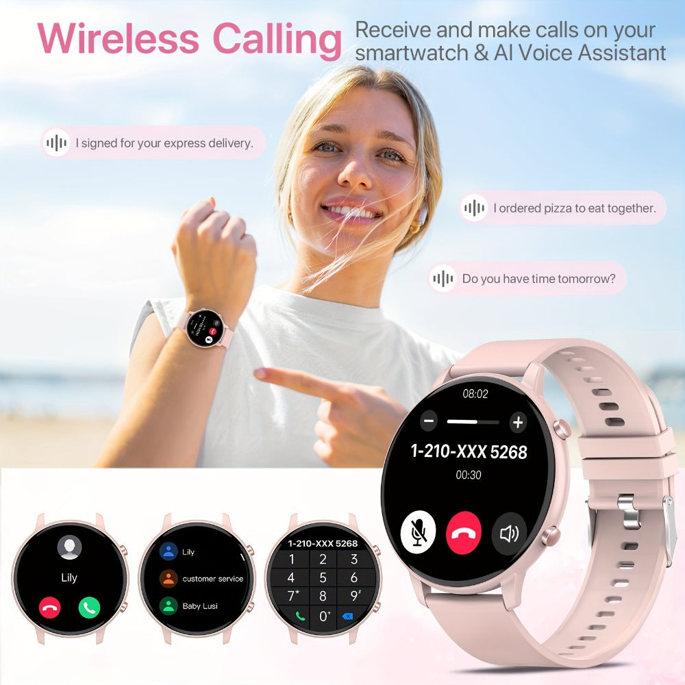 Smartwatch Voice Assistant for Women 1.39" Full Touch – Siri & Google, Wireless Calling, 100+ Sport Modes, Fitness Tracker, Weather