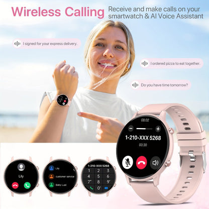 Smartwatch Voice Assistant for Women 1.39" Full Touch – Siri & Google, Wireless Calling, 100+ Sport Modes, Fitness Tracker, Weather