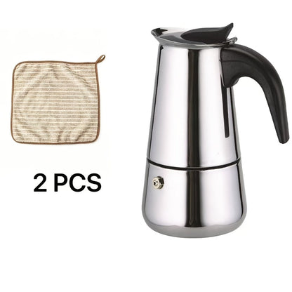 Stainless Steel Moka Pot Italian Espresso Maker – 2/4/6/9 Cup Stovetop Coffee Maker, Straight Style Moka Express for Home