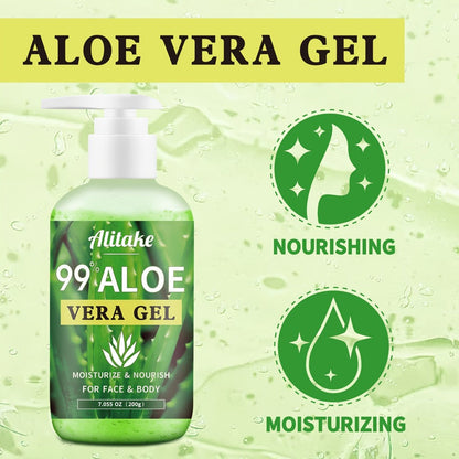 99% Pure Aloe Vera Gel 200ml / 7oz Fresh-Harvested Within 12 Hours for Bath Time, Home Spa and Personal Care