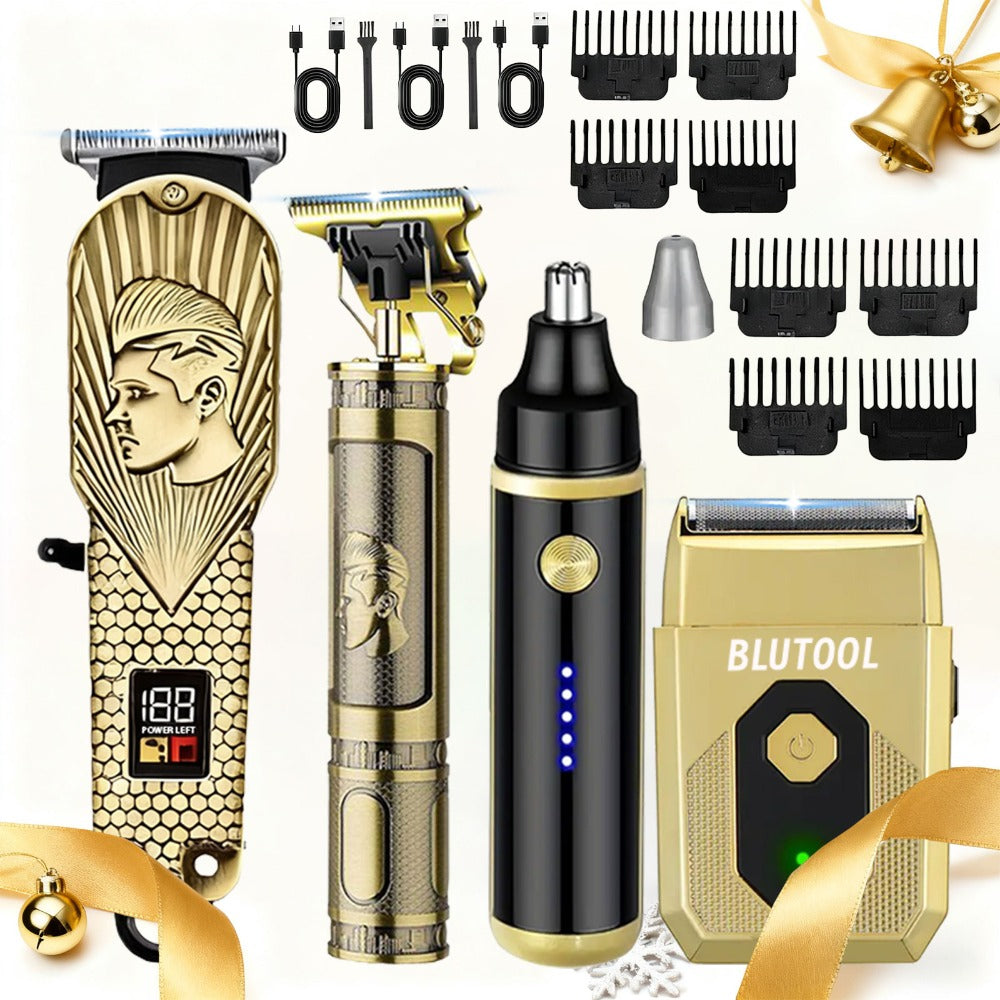 USB Precision Hair Clipper Set for Men, Wireless Electric Clippers & Nose Trimmer Shaver for Everyday Face, Beard and Body Grooming