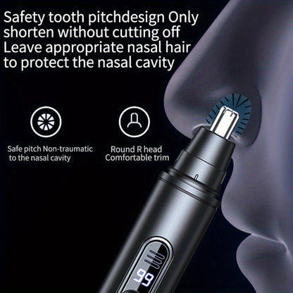 Nose Hair Trimmer Electric Painless 3-in-1 USB Rechargeable with LED Display – Trims Nose Ear Hair Eyebrows Waterproof Grooming Device