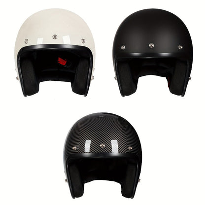 Motorcycle Helmet 3/4 Open-Face Design in Six Graphic Styles, S-XL Sizes with Front Snap Hardware and Padded Liner