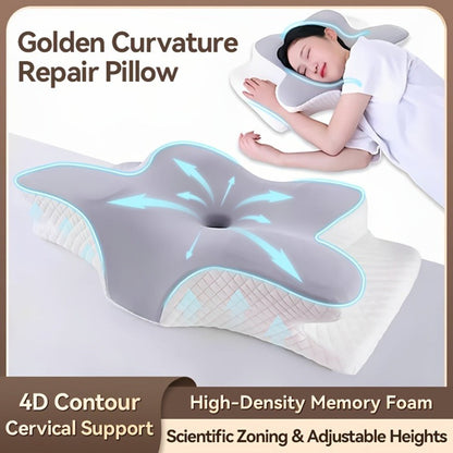 Cervical Neck Pillow for Sleeping - Butterfly Contour Memory Foam Support for Back & Side Sleepers