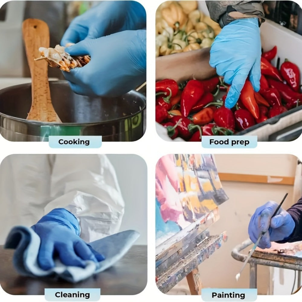 Anti-Slip Nitrile Gloves Bulk 200/500/1000pcs, Disposable Latex-Free Gloves for Aquarium Cleaning Pet Care Food Handling, S M L Sizes