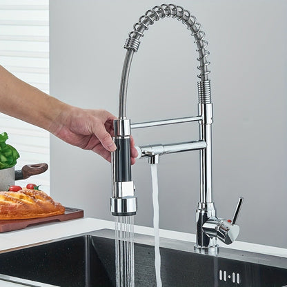 Kitchen Faucet with Pull Down Sprayer Single Handle Single Hole High Arc Spring Commercial Sink Faucet – 360° Swivel Splash-Proof Nozzle