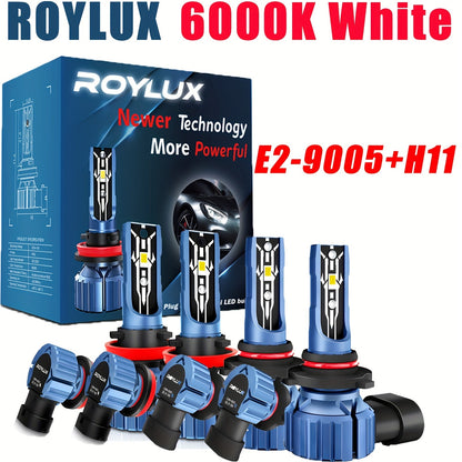 LED Headlight Bulbs Kit 4pcs, 80W 20000LM 6000K Super Bright White High & Low Beam Fog Lamp Replacement for H11+H11 / 9006+9006
