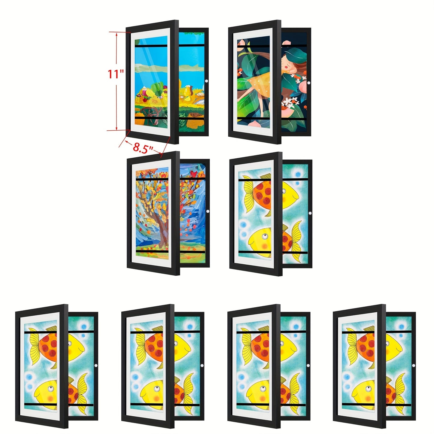 Kids Art Frame Changeable Front-Opening Display, Children Artwork Picture Frame for 8.5x11 & 10x12.5 Drawings