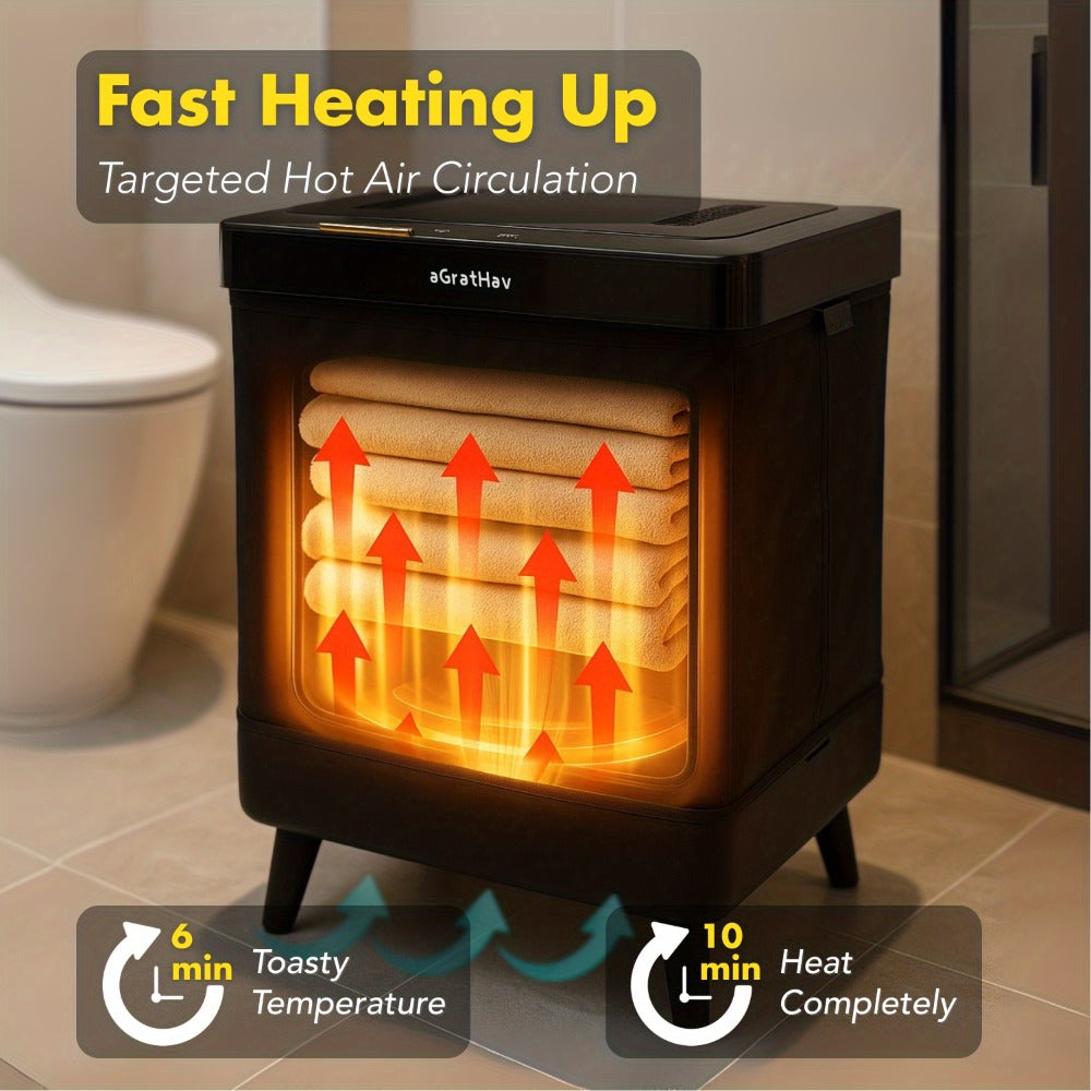 Electric Towel Warmer 35L Large Capacity Foldable Blanket Warmer with Timer & Drying Mode, Fast Heating