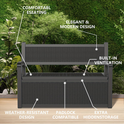 Deck Box | Outdoor Storage Bench Patio Rattan Pool Tools 400 LB Seat