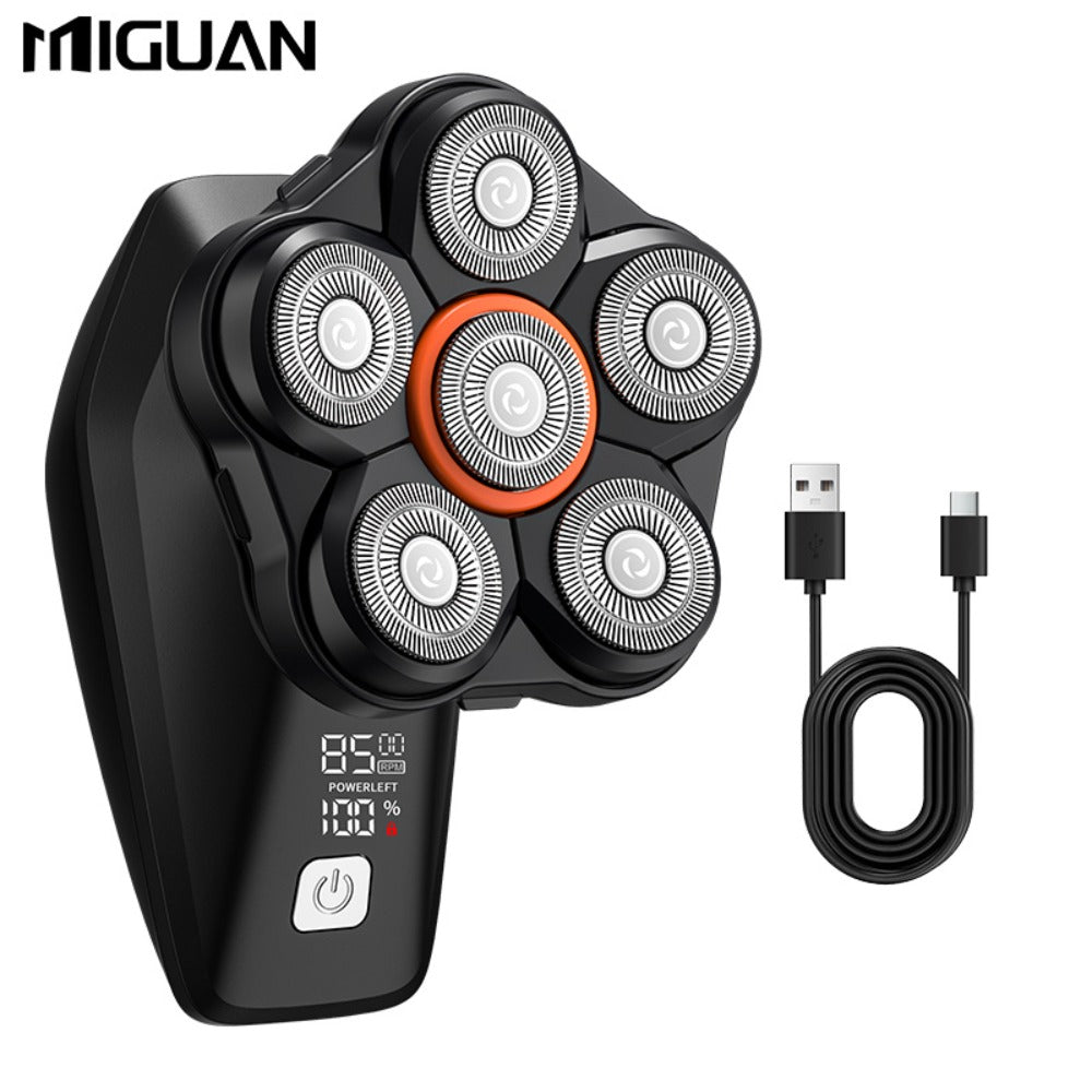 Men's Electric Head Shaver 9-Blade Bald Head Machine USB Rechargeable, 5-in-1 Grooming Kit with Hair