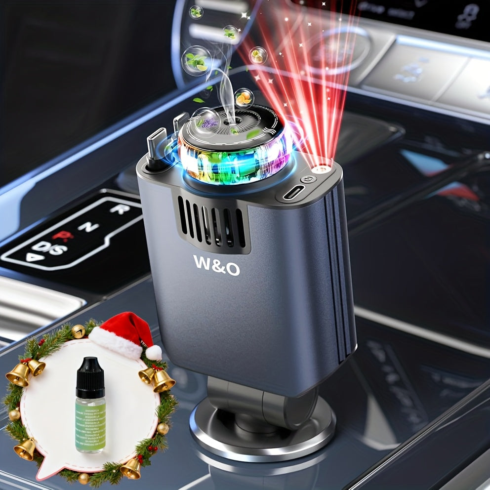 Car Charger with Perfume 3-in-1 Fast Charging AromaRelax Starlight Projector Retractable Cable USB-C & Lightning for iPhone 16 15 14 13 12