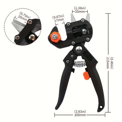 Two-in-One Grafting and Pruning Shears, 8.46 Inches with Mounted Cutter, Base and Two Spare Blades