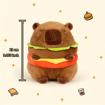 Capybara Plush Stuffed Animal Hamburger Burger Hat Funny Kawaii Plush Toy with the Listed Color, Size or Set Options for Everyday Use