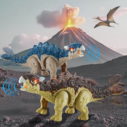 Walking Ankylosaurus Dinosaur Toy with Glowing Lights & Roaring Sound, Interactive Robot Dinosaur for Kids Ages 3-12