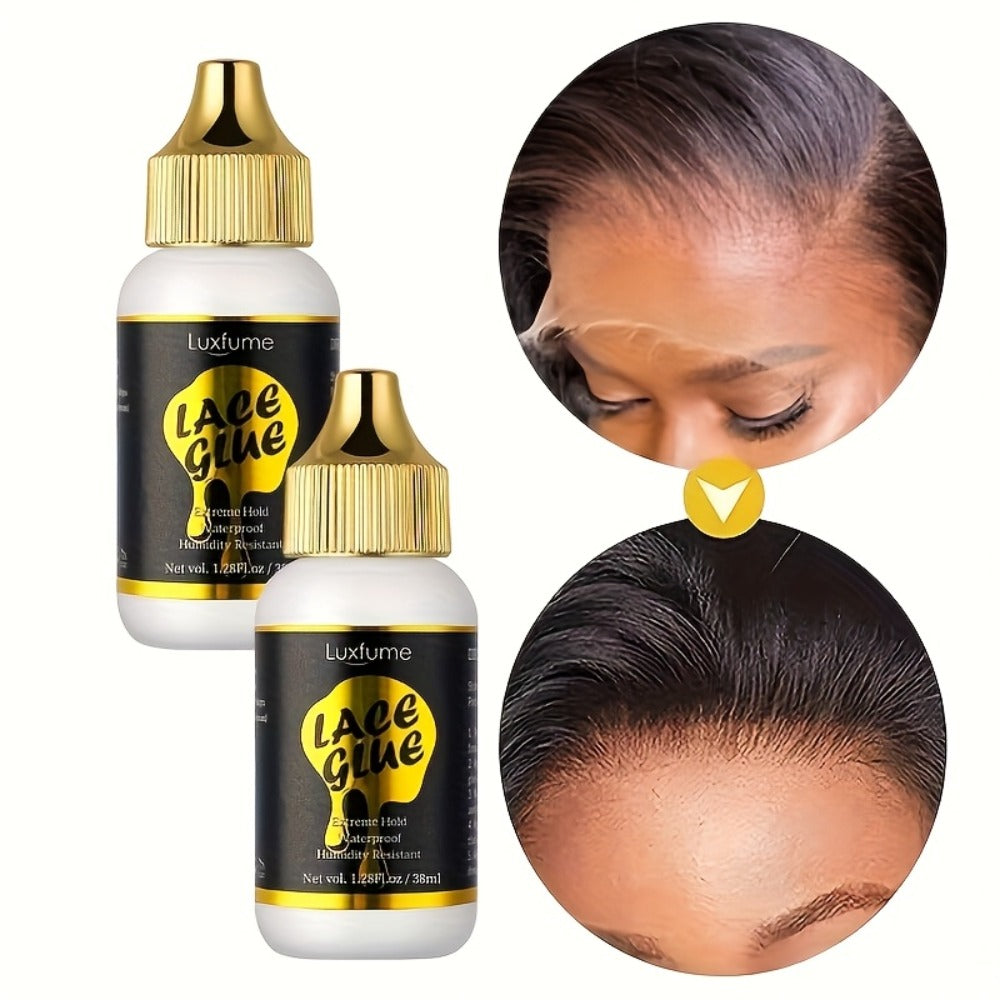 Lace Glue for Wigs Invisible Bonding Adhesive Extreme Hold Fast Drying Lace Front Wig Glue for Daily Wear Styling 2pcs Set