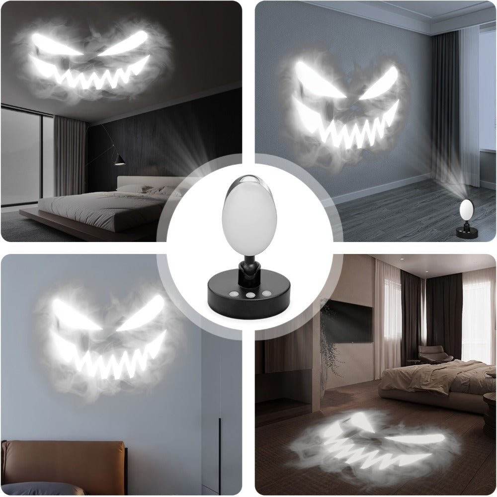 Smoke Face Projection Lamp Color-Changing LED Night Light, 360° Rotatable Ambiance Projector, Adjustable Brightness