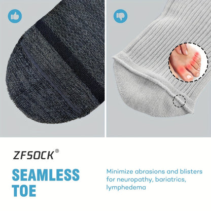Wide Calf Socks 5 Pairs Loose Top Non-Binding Breathable Crew Socks for Men Women Plus Size for Entryways, Bedrooms and Living Spaces