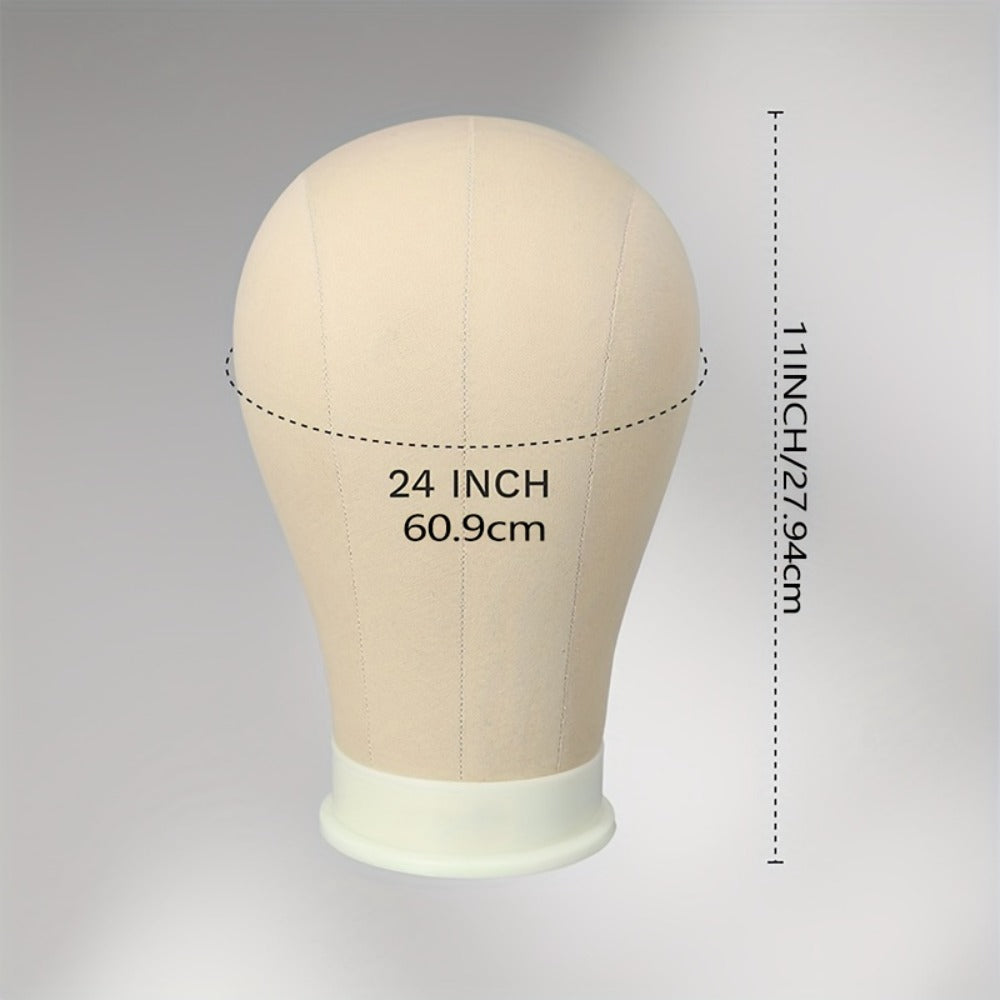 Canvas Mannequin Head for Wig Making with Stand 21 22 23 24 Inch – Complete Set with Needles & Wig Caps, Holes for Styling Headbands