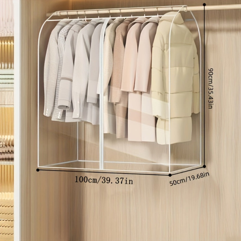 Garment Bag Transparent Hanging Clothes Dust Cover with Zipper, Thickened & Storage Bag for Coats