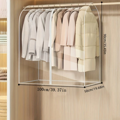 Garment Bag Transparent Hanging Clothes Dust Cover with Zipper, Thickened & Storage Bag for Coats