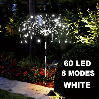 Solar Garden Lights Firework Stakes with 60-420 LEDs, 8 Modes, Flexible Copper Wire and Color Options