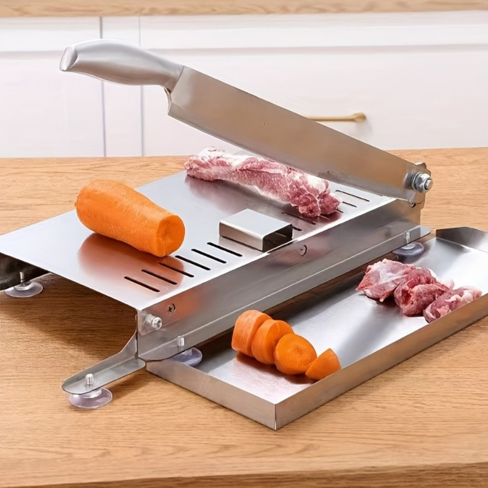 Stainless Steel Manual Meat Slicer Frozen Beef Cutter, 408 Steel Blade Rectangle Slicer for Beef Rolls Vegetables & Bone