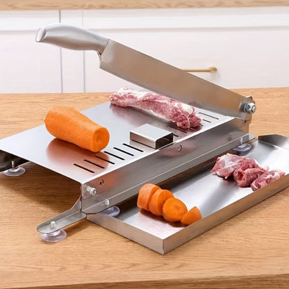 Stainless Steel Manual Meat Slicer Frozen Beef Cutter, 408 Steel Blade Rectangle Slicer for Beef Rolls Vegetables & Bone