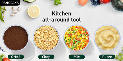 Electric Food Chopper Mini Food Processor, One-Touch 600ml Vegetable Chopper with 4 Stainless Steel Blades