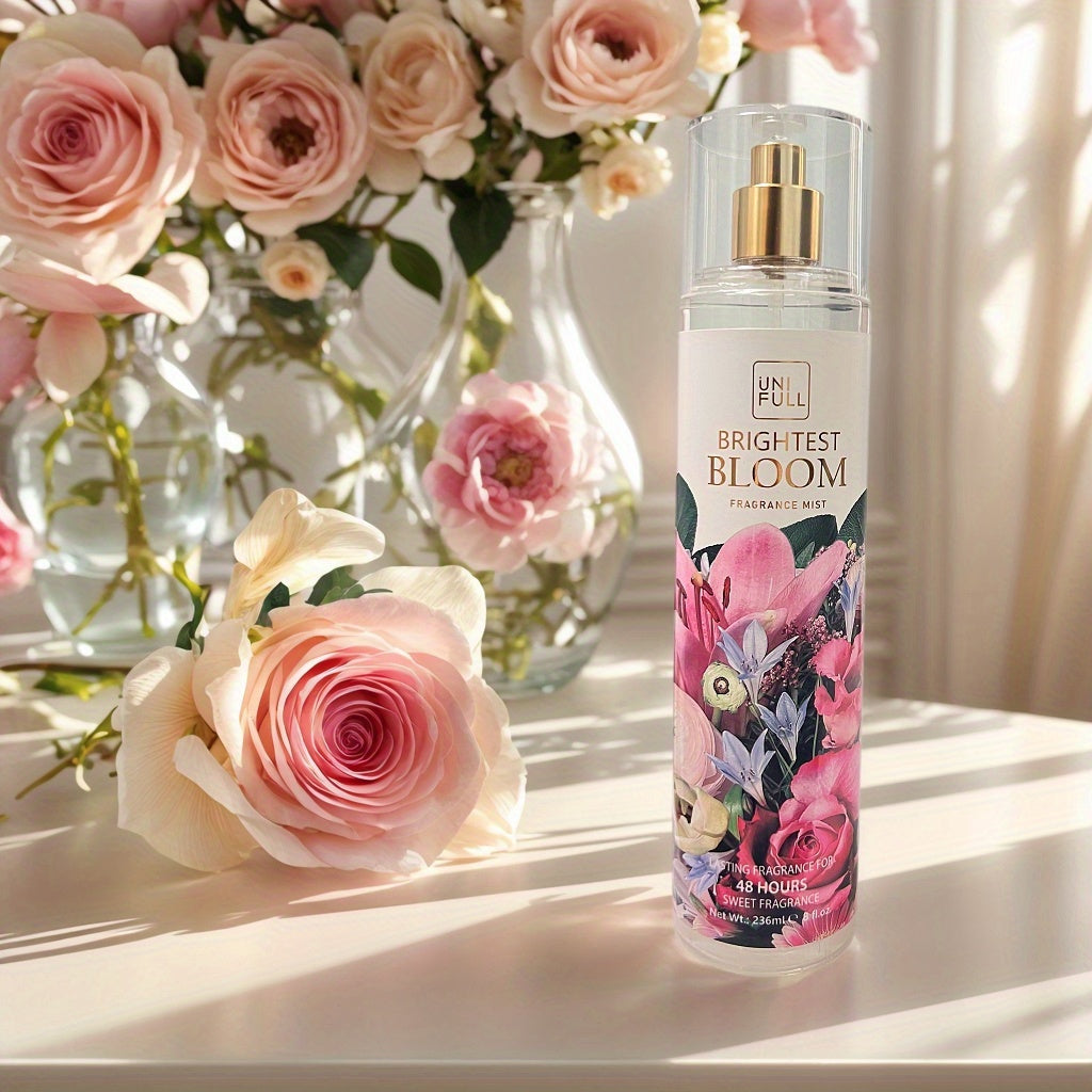 Body Mist Perfume Spray 8oz – 12 Scents Floral Hair & Body Fragrance for Women, Rose, Cherry Blossom, Beach, Long-Lasting Light Scent