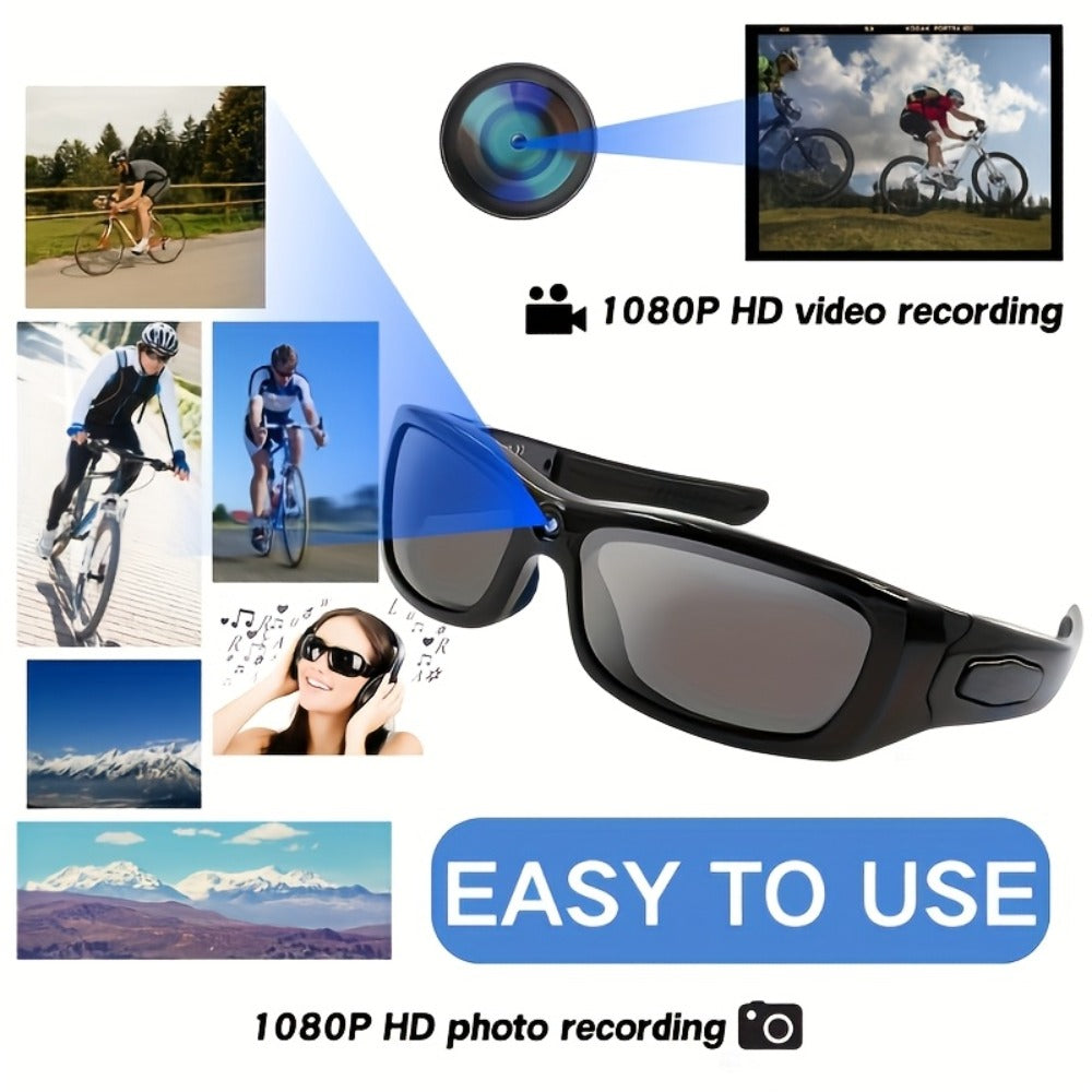Smart Glasses Camera 1080P HD Video Recording, Built-in 32GB, Music Playback & Phone Call, Wearable Action Camera Sunglasses