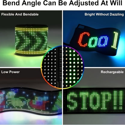 Programmable Flexible LED Matrix Panel Sign, App & Radio Controlled, Dynamic Scrolling Text Pattern & Animation