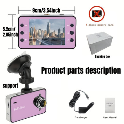 1080P Dash Cam with Night Vision & Loop Recording – 2.2" Car DVR Camera, Suction Cup Mount, Single Lens, No SD Card Required