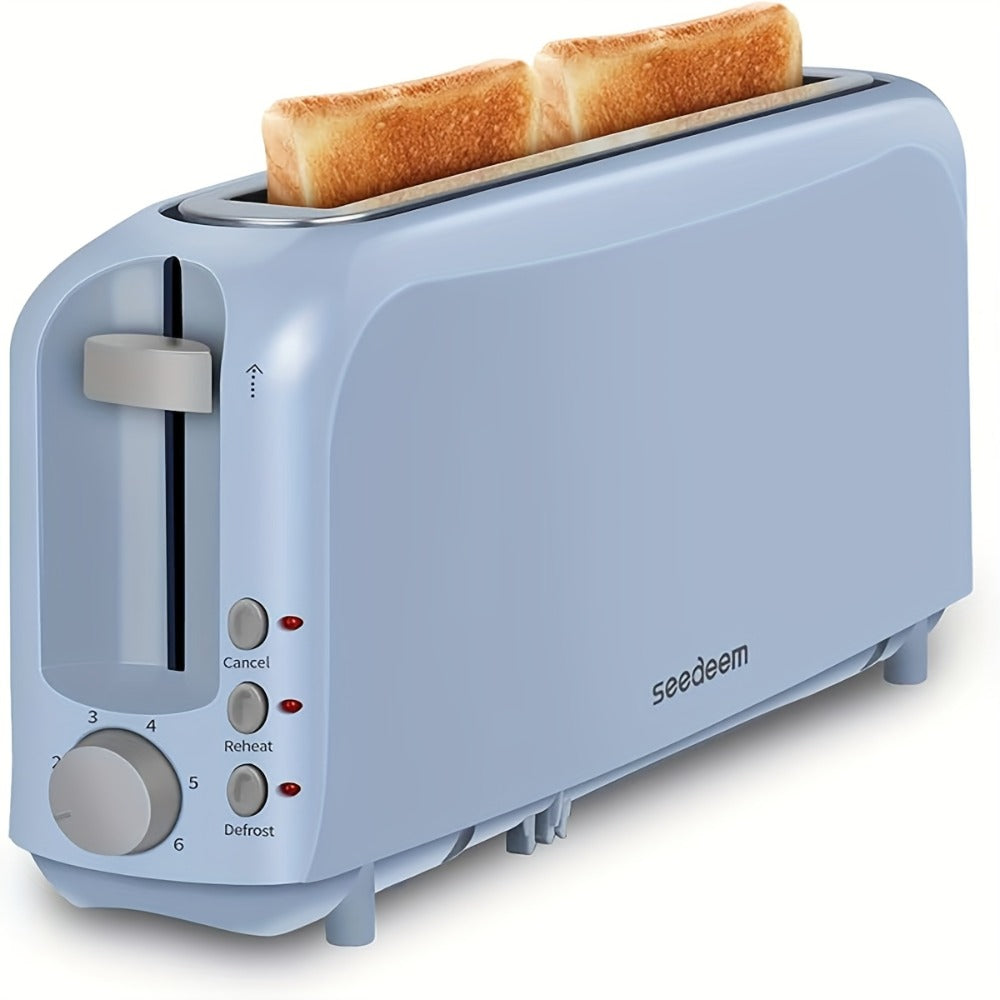 2-Slice Toaster Slim Ultra-Thin Design, 6 Browning Settings, 10" Long Slot, Reheat & Defrost Functions