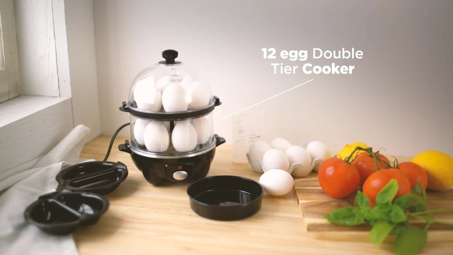 Electric Egg Boiler & Cooker with Auto Shut-Off, Single & Double Layer, Multi-Function for Hard Boiled