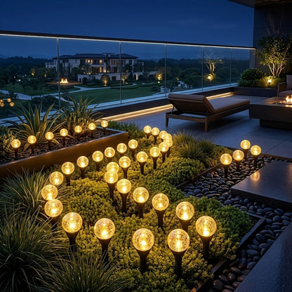 Solar Garden Light Crystal Bubble Ground Stakes 30-Pack with 8 Modes and Two Color Options