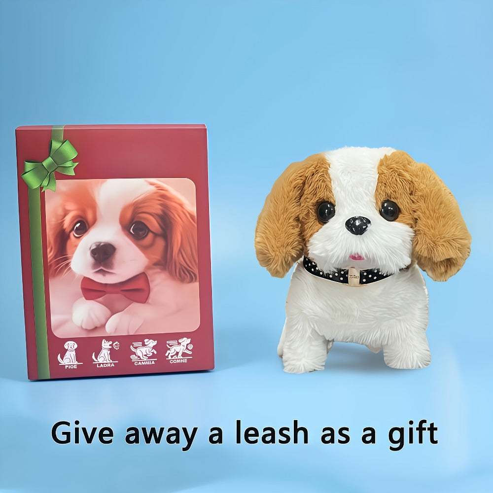 Walking Barking Robot Dog Toy for Adults Teens, Plush Biomimetic Puppy with Expressive Eyes, One-Button Control