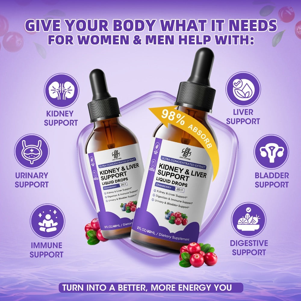 Kidney and Liver Support Drops 27-in-1 Complex - Alcohol-Free Natural Herbal Formula for Liver Health