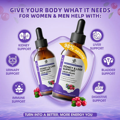 Kidney and Liver Support Drops 27-in-1 Complex - Alcohol-Free Natural Herbal Formula for Liver Health