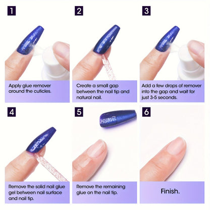 Press-On Nail Glue Gel Kit 30g with UV Lamp – Strong Long-Lasting Solid Nail Glue, 60ml Remover & Buffer for False Nails